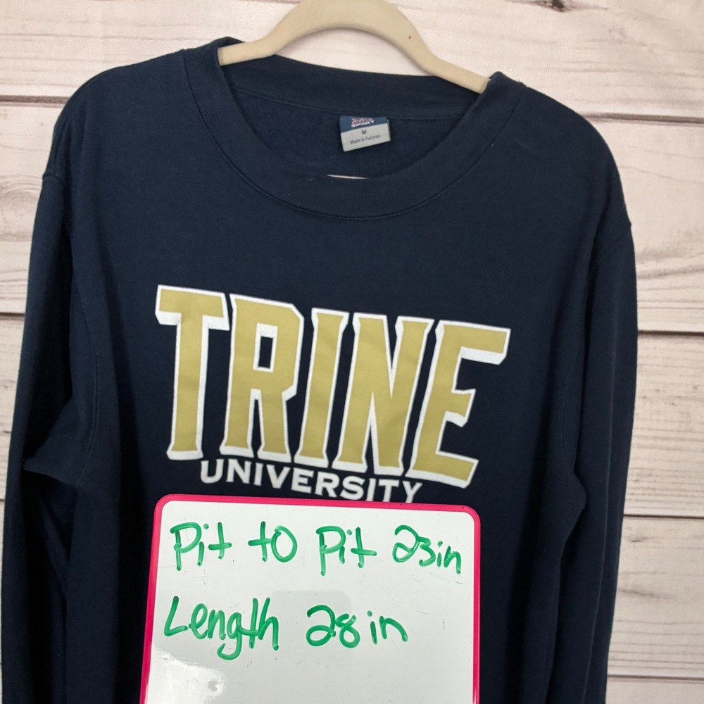 MV Sport Trine University Crewneck Sweatshirt Mens Medium Navy Blue Collegiate - Picture 6 of 6